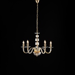 [BL275-5-OR] Lampadario oro con vetro e strass 60x50