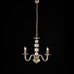 [BL275-3-OR] Lampadario oro vetro trasparente 50x43 cm