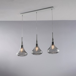 [BL280-BIN3-GR] Lampada binaria in ferro con vetri 75x10x41