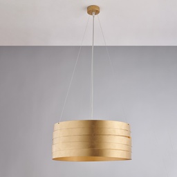 [BL157-3-ORO] Sospensione bianca con decorazione oro 45x20