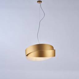 [BL207-2-BOR] Sospensione bianca con decorazione oro 46x22