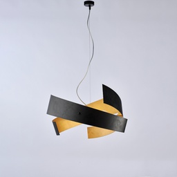 [BL226-3-NOR] Sospensione in ferro 28x57 cm 3 luci nera e oro