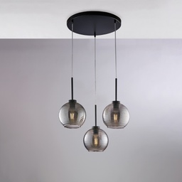 [BL284-S3-SP] Sospensione in ferro e vetro grigio 41x47