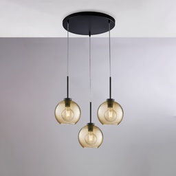 [BL284-S3-AM] Sospensione in ferro e vetro ambra 41x47 cm