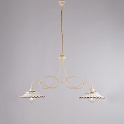 [BL288-2-AV] Lampadario in ferro avorio 98x30 H.55