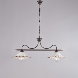 [BL293-2-RG] Lampadario in ferro nero 83x30 H.36 2 luci