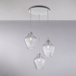 [BL296-S3-TR] Sospensione in ferro bianco 47x35 cm 3 luci