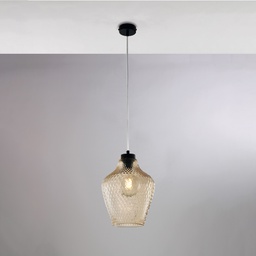 [BL296-S1-AM] Sospensione in ferro e vetro ambra H.35 x Ø21