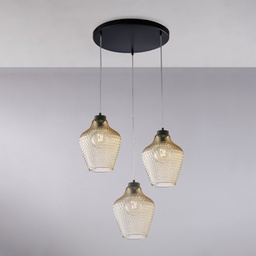 [BL296-S3-AM] Sospensione in ferro e vetro ambra 35x135x47