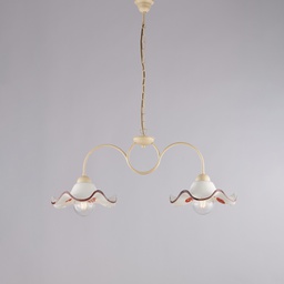 [BL299-2-AV] Lampadario in ferro avorio 81x30 cm H.34