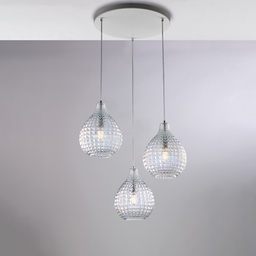 [BL300-S3-TR] Sospensione in ferro bianco 3 luci Ø45 cm