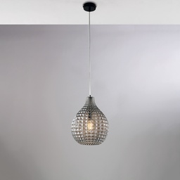 [BL300-S1-SP] Sospensione in ferro nero e vetro grigio Ø21 x H.32