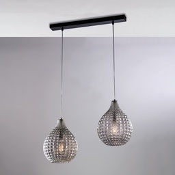 [BL300-BIN2-SP] Lampadario in ferro e vetro 57x21 cm