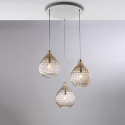 [BL300-S3-AM] Sospensione in ferro bianco 3 luci Ø45 cm