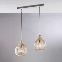 [BL300-BIN2-AM] Lampadario bianco 57x21 cm, 2 luci
