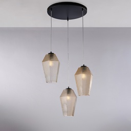 [BL303-S3-AM] Sospensione in ferro e vetro ambra 47x35 cm