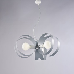 [BL306-3-BG] Sospensione in ferro bianco 48x30 cm 3 luci