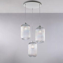 [BL310-S3-TR] Sospensione in ferro bianco 47x41 cm 3 luci