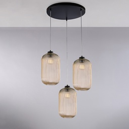 [BL310-S3-AM] Sospensione in ferro e vetro ambra 47x41 cm