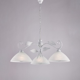 [BL313-3-BA] Lampadario bianco con decorazione argento 30x36