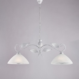 [BL313-2-BA] Lampadario bianco con decorazione argento 96x30
