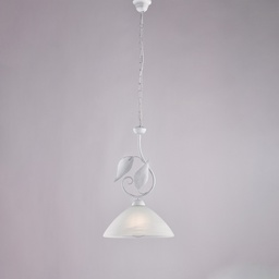 [BL313-1-BA] Lampadario bianco 30x50 cm con vetro alabastro