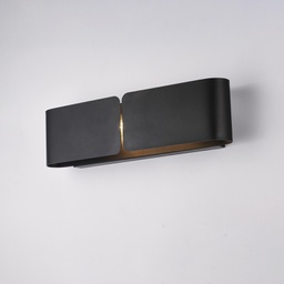[BL316-AP2-NR] Applique in ferro laccato nero 2 luci 12x45x10