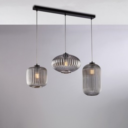 [BL322-BIN3-SP] Lampadario in ferro laccato nero 83x30