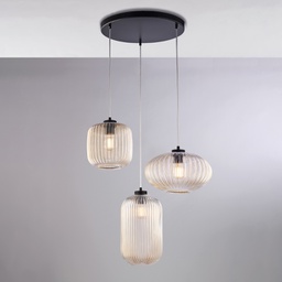 [BL322-S3-AM] Sospensione in ferro e vetro ambra 55x41 cm