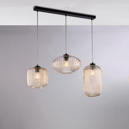 [BL322-BIN3-AM] Lampadario in ferro laccato nero 83x30